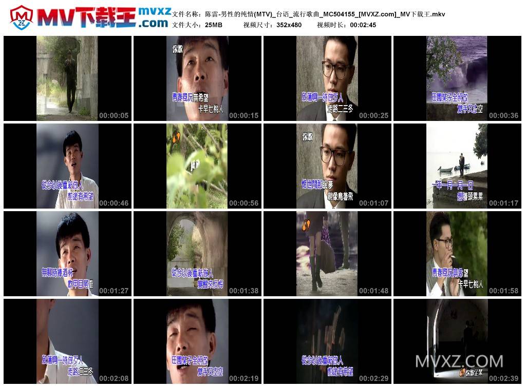陈雷-男性的纯情(MTV)_台语_流行歌曲_MC504155